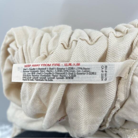 Free People Cream Linen Blend Boho Relaxed Fit Jumpsuit Size S Preppy Natural - Picture 16 of 16